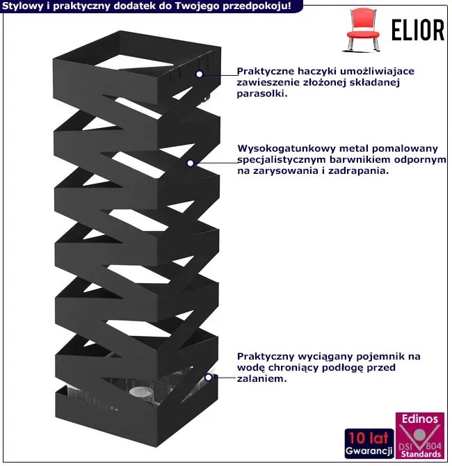 Czarny ażurowy stojak na parasole R8-H04