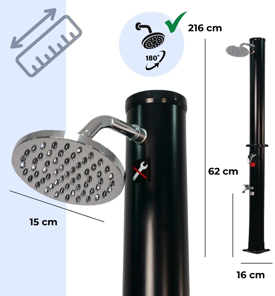 Prysznic solarny DELFINA, 20l, czarna Jurhan