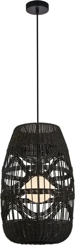 Czarna lampa wisząca z plecionym kloszem - K397 M2-L31