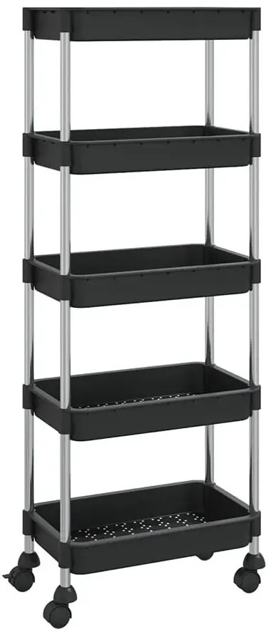 Czarny organizer kuchenny na kółkach E7-F38