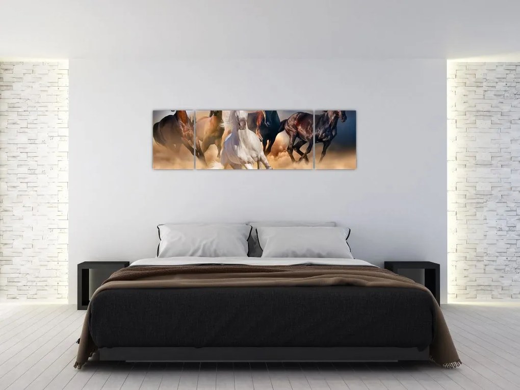 Obraz - Konie na pustyni (170x50 cm)
