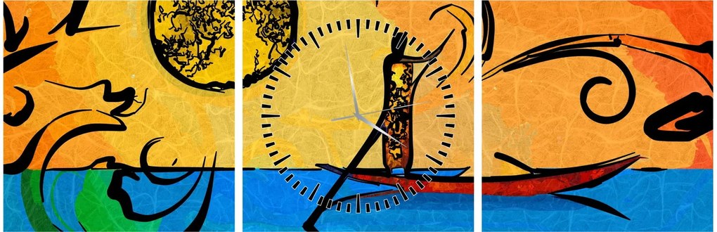Obraz starożytnego obrazu (z zegarem) (90x30 cm)