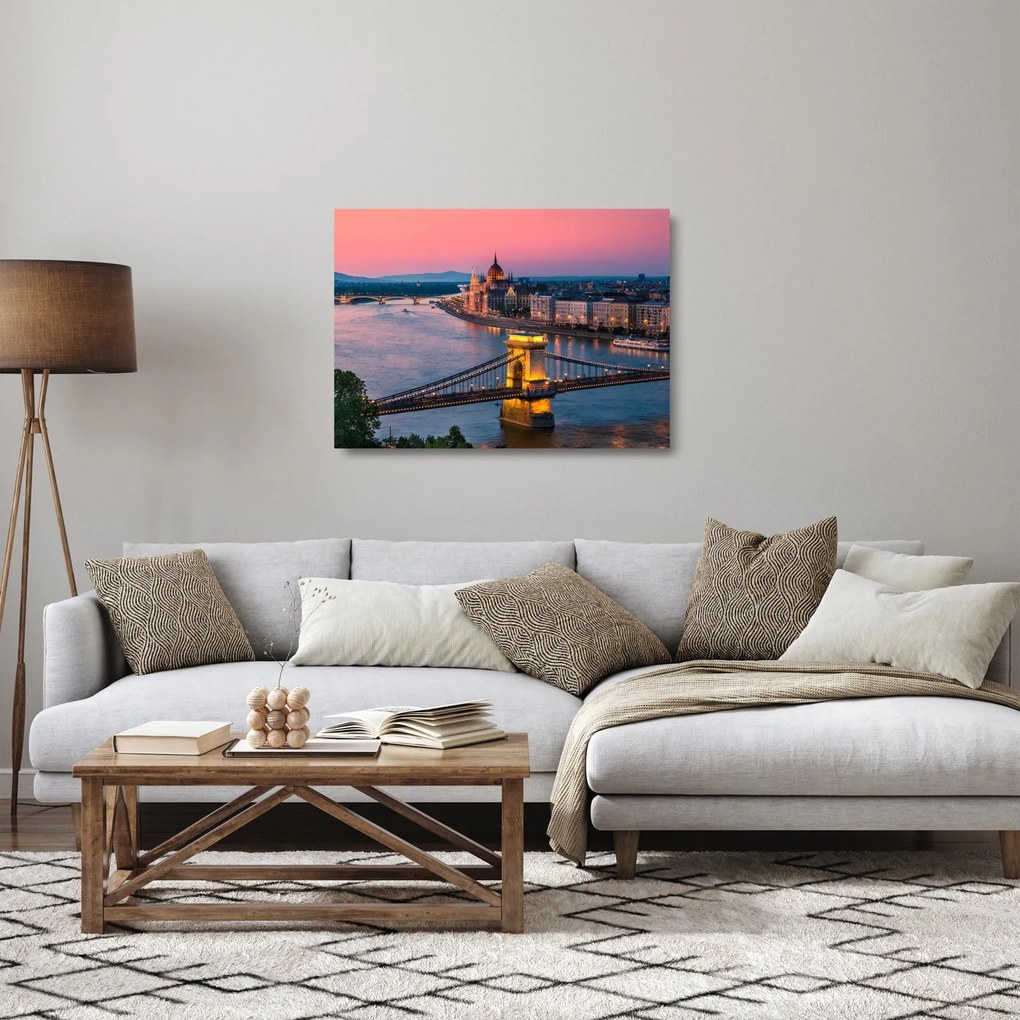 Obraz na szkle - Panorama miasta, Budapeszt, Węgry (70x50 cm)