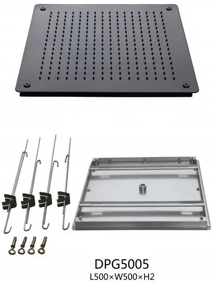 Deszczownica sufitowa XXL kwadratowa DPG5005Super płaska w kolorze czarnym - 50 x 50 cm - montaż w suficie podwieszanym