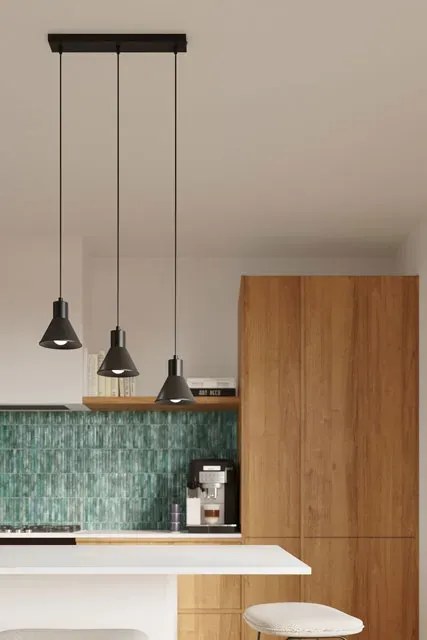 Czarna potrójna lampa wisząca nad wyspę - 5X S167 L9-G79