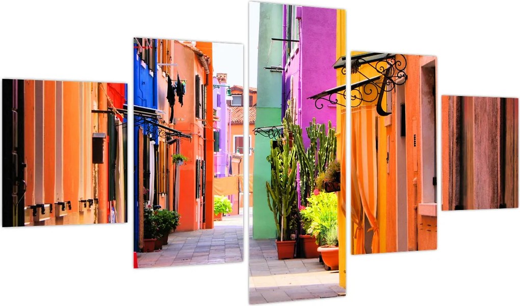 Obraz - Kolorowy dom w Burano, Wenecja (125x70 cm)