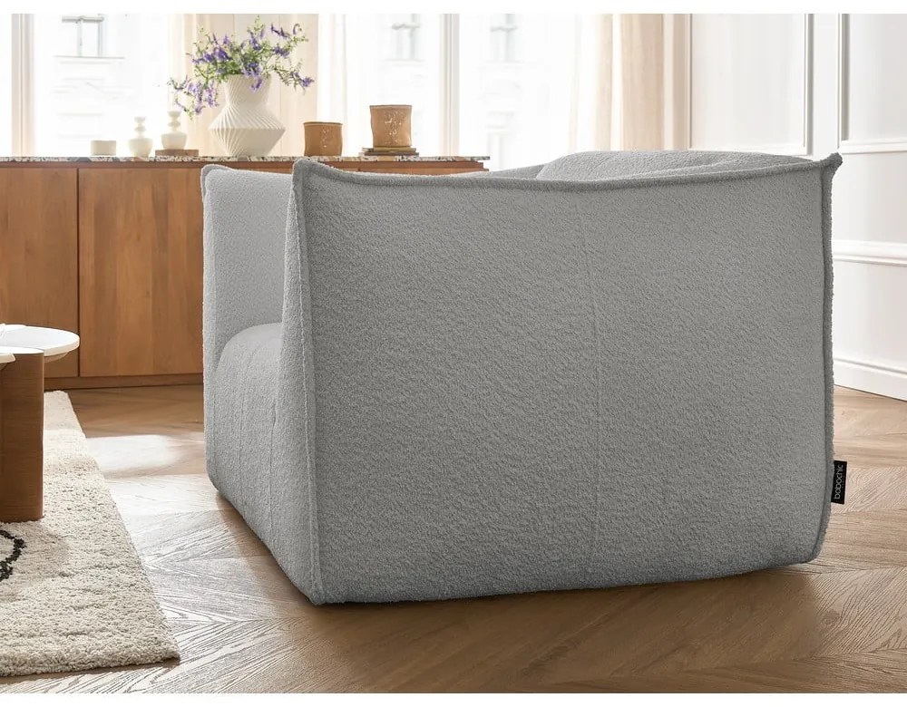 Jasnoszary fotel z materiału bouclé Giorgia – Bobochic Paris