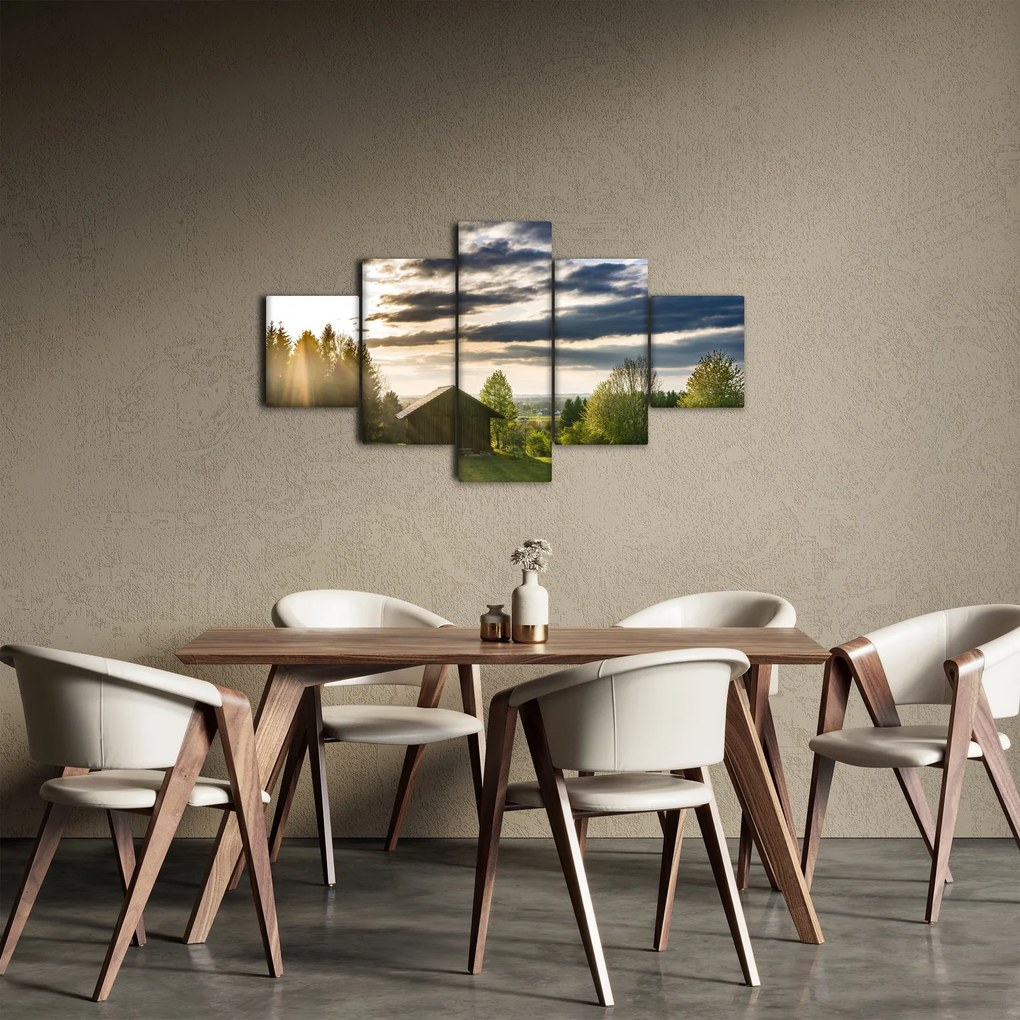 Obraz domku na łące (125x70 cm)