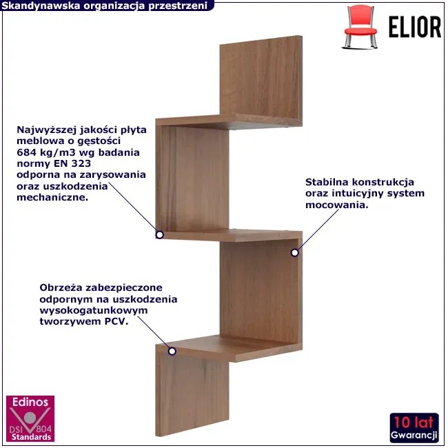 Narożna półka na książki w kolorze orzech - Flora 3X