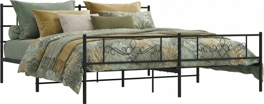 Czarne metalowe łóżko małżeńskie 200x200 cm M0-S07