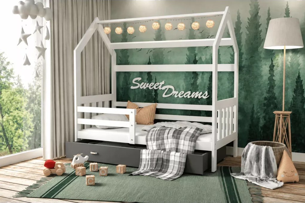 Łóżko dziecięce domek Lante z szufladą 80x160 80x190 stelaż Flex MDF łóżko dla dziecka