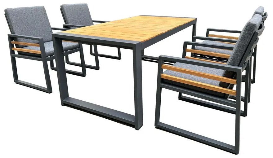 Szaro-naturalny aluminiowy zestaw mebli ogrodowych dla 4 osób Colmar – Rojaplast