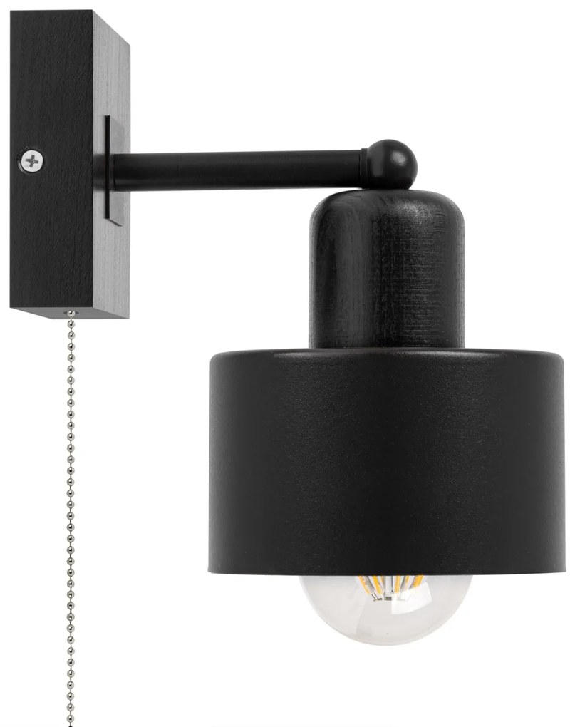 Czarny kinkiet LED SHWD-SC10x10SC jednopunktowy z litego drewna z włąc