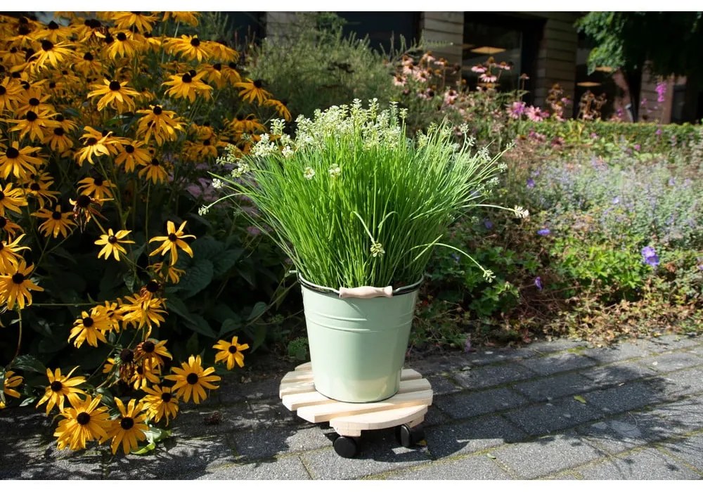 Drewniany kwietnik na kółkach ø 29 cm (wysokość 8 cm) Indoor &amp; Outdoor – Esschert Design