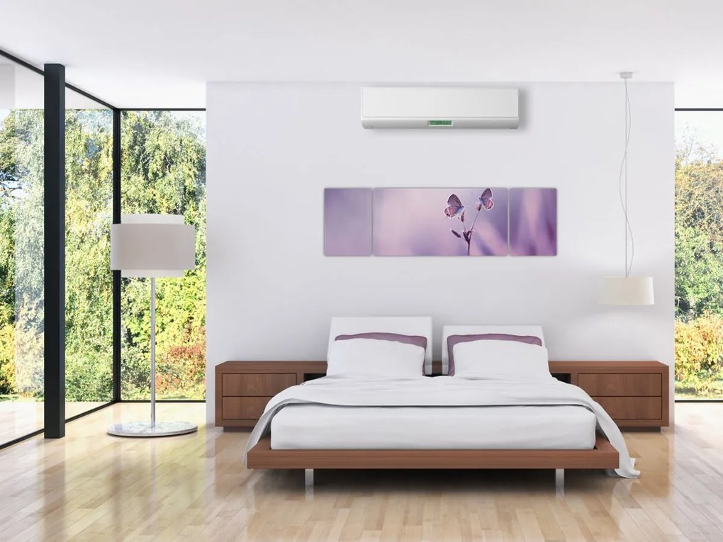 Obraz - Fioletowe motyle (170x50 cm)