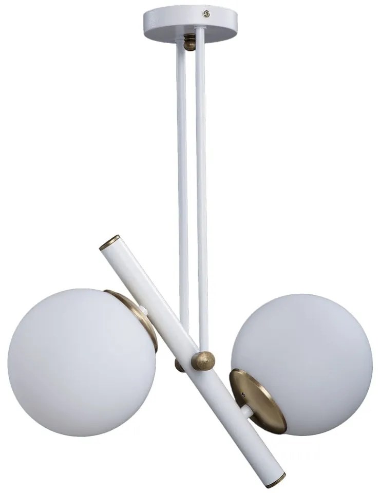 Lampa wisząca w biało-złotym kolorze ze szklanym kloszem ø 15 cm Libra – Squid Lighting