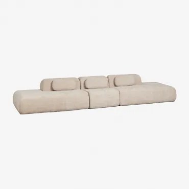 Sofa Modułowy 3-częściowy Z Podwójnym Szezlongiem Z Weluru Pakowany Próżniowo Merida Szenila Gruba Beż Tapioka - Sklum