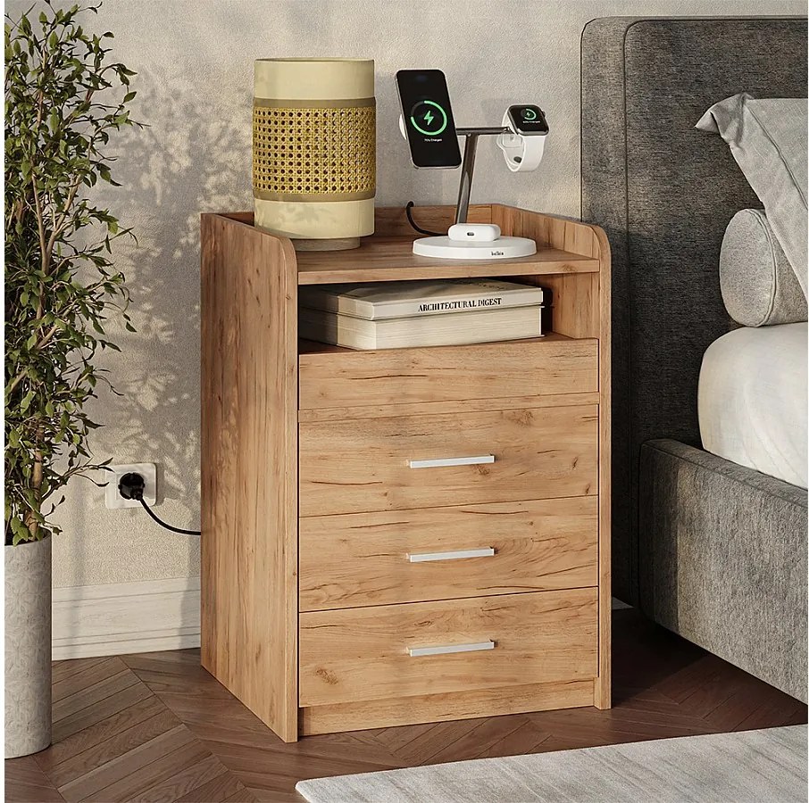 Stolik nocny złoty dąb energetyczny 45x40x64 edis