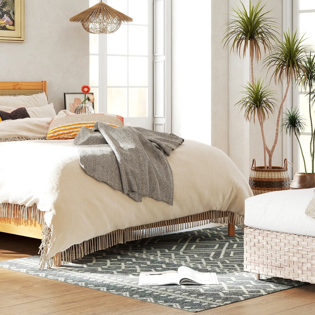 HOMCOM Dywan do wnętrza i na zewnątrz, w stylu Boho, łatwy w czyszczeniu, Szary