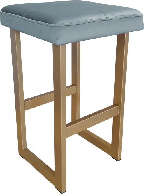 Hoker ALEX krzesło barowe tkanina Welur podstawa metalowa : Kolor Stelaża - Złoty, Kolor tkaniny - VELVET - BL06, Wysokość - 75 cm