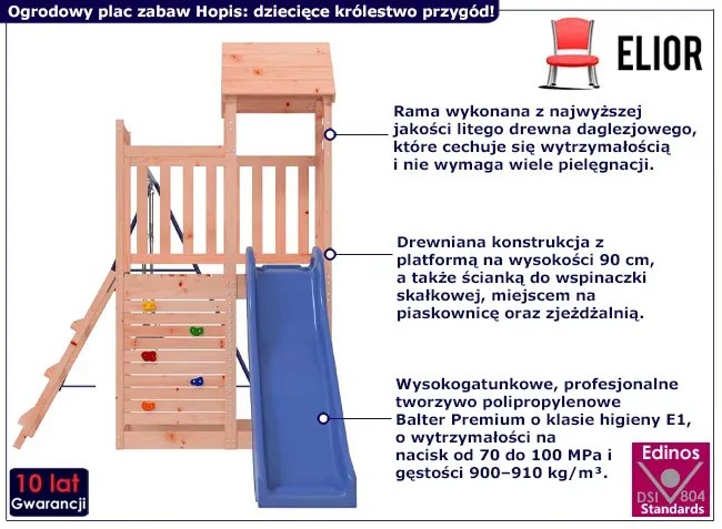 Plac zabaw do ogrodu ze zjeżdżalnią i huśtawkami S5-F38