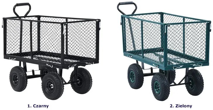 Czarny wózek ogrodowy na pneumatycznych kołach B1-D31