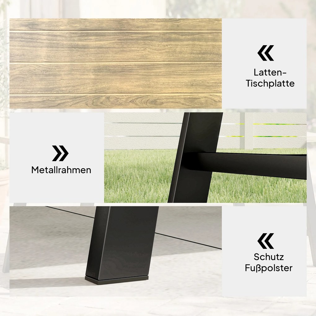 Outsunny Stolik ogrodowy, prostokątny metalowy stolik boczny z blatem w imitacji drewna, 100 x 55 cm, brązowy | Aosom PL