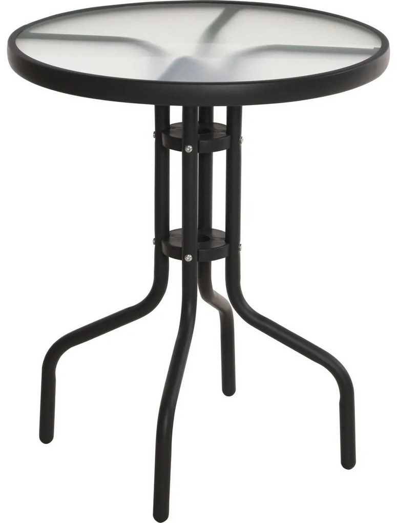 Metalowy stolik Porto, 60 x wys. 70 cm, szklany blat