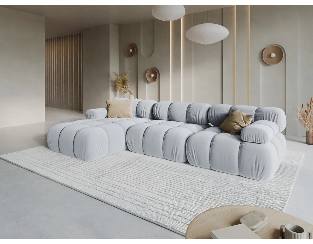 Jasnoniebieska aksamitna sofa 285 cm Bellis – Micadoni Home
