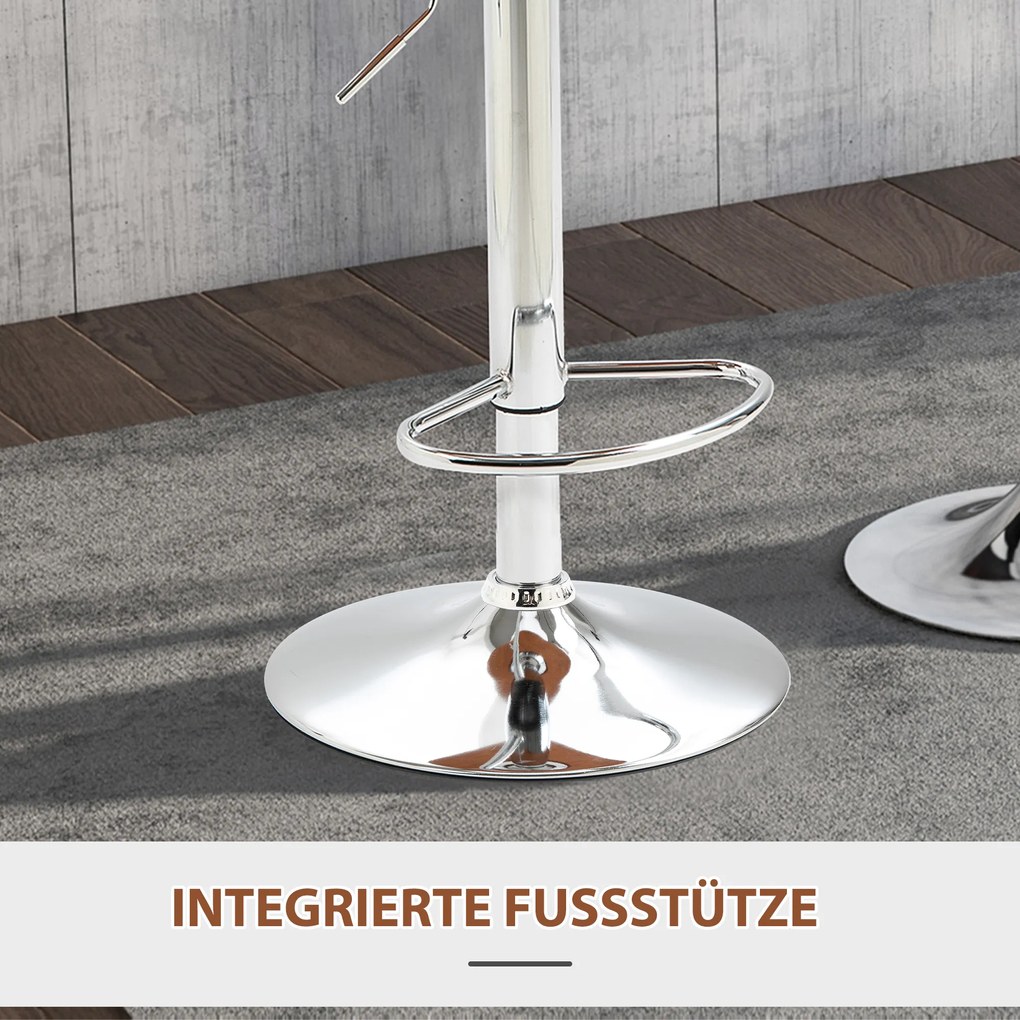 HOMCOM Stołek barowy z podnóżkiem zestaw 2 szt. Krzesło barowe z regulacją wysokości obrotowe PU czarny