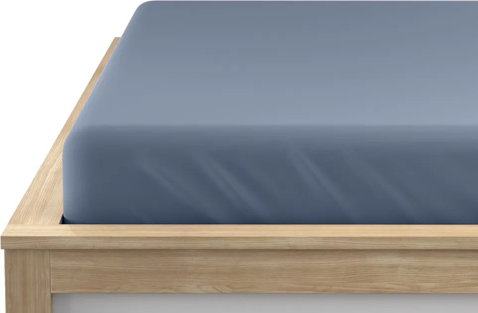 PrzytulneMieszkanie.pl Bawełniane prześcieradło z gumką STANDARD 90 x 200 cm niebieskie