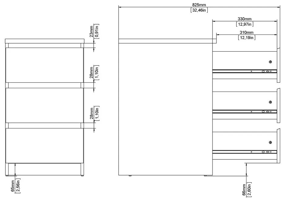 Komoda w dekorze dębu w naturalnym kolorze 40x70x50 cm Naia – Tvilum