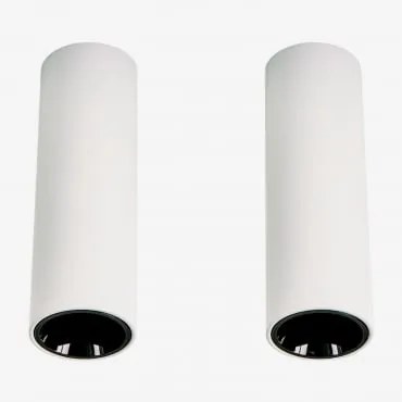 Pack 2 Okrągłych Natynkowych Plafonów Sufitowych Led Ø4 Cm Do Użytku Zewnętrznego, Aluminiowych Luisiana Biały - Czarny & 3 W & 38º & Białe Zimne Świa