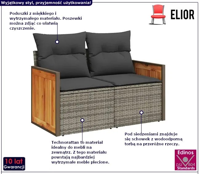 Sofa ogrodowa z czarnymi poduszkami Z2-S10