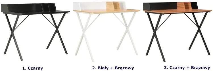 Biurko w stylu loft z przegródkami czarny + brązowy - Tarioz