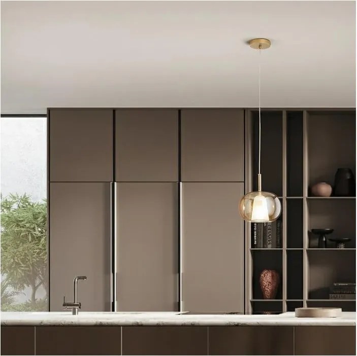 Ondaluce - Lampa wisząca na lince THELMA 2xE27/15W/230V dymny beż