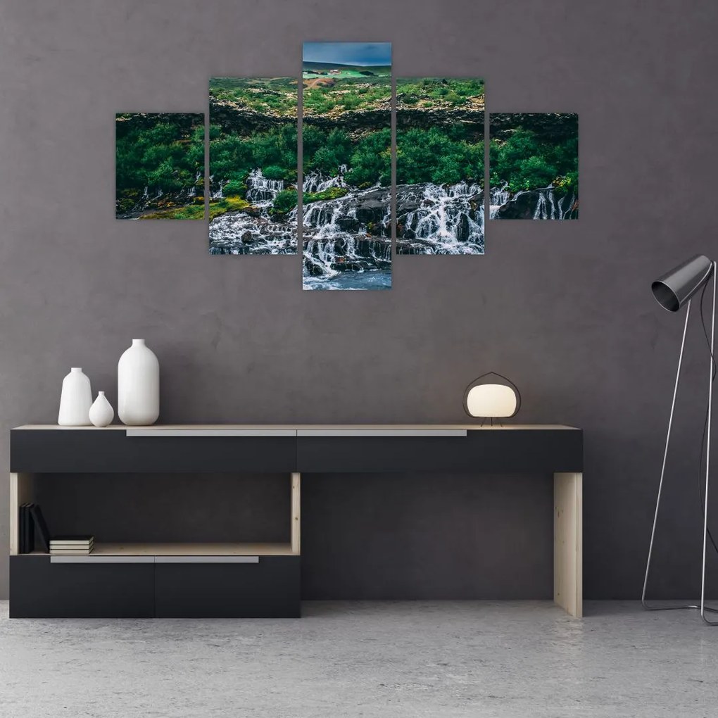 Obraz wodospadów w przyrodzie (125x70 cm)