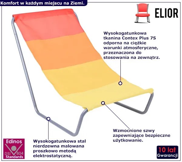 Składany leżak turystyczny w pomarańczowe pasy D0-F12