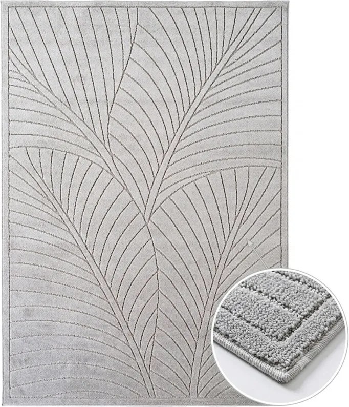 Dywan uniwersalny Nova 3D Listki szare 80 cm x 150 cm