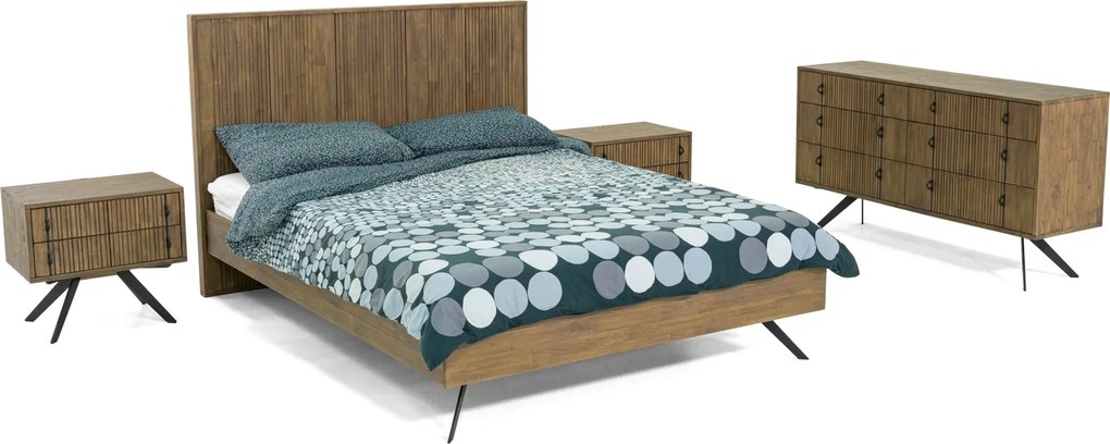 Loftowe łóżko drewniane z wysokim zagłówkiem Massa K01 180 cm
