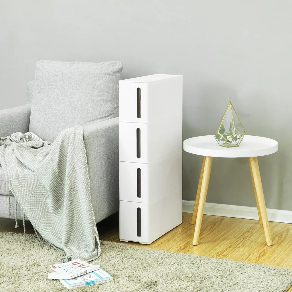 Szafka na kółkach, wąska, biała - KFR08WT