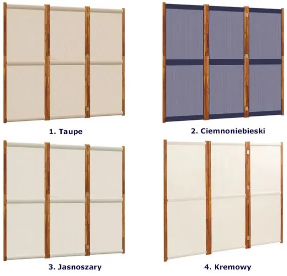 Parawan pokojowy z ramą z drewna akacjowego taupe D5-G55