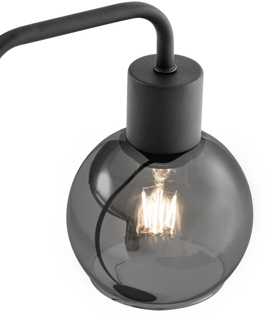 Lampa stołowa art deco czarna z przydymionym szkłem - Vidro ArtDeco Oswietlenie wewnetrzne