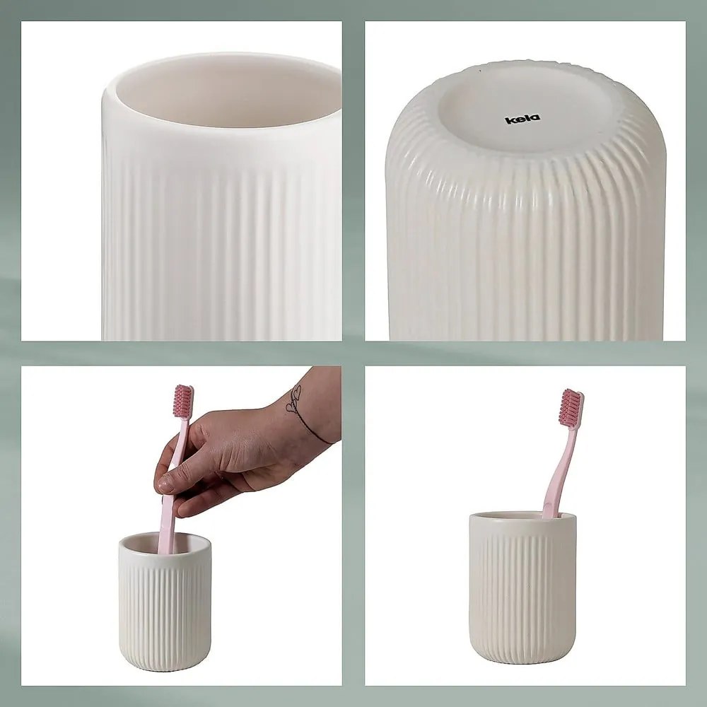 Biały ceramiczny kubek na szczoteczki do zębów Kela Adele
