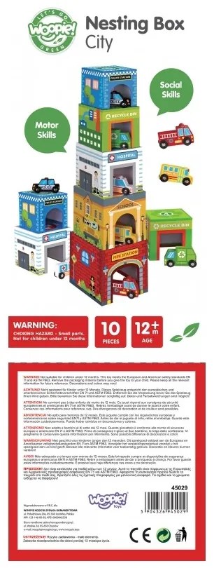 Woopie green układanka kostki miasto pojazdy w pudełkach + figurki 10 el.