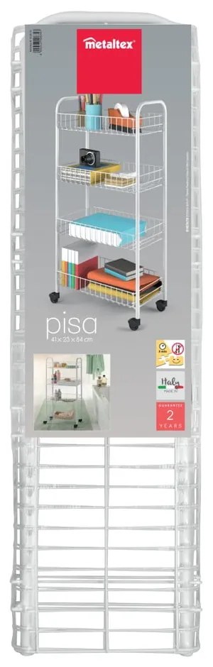 Biały metalowy regał na kółkach 41x84 cm Pisa – Metaltex