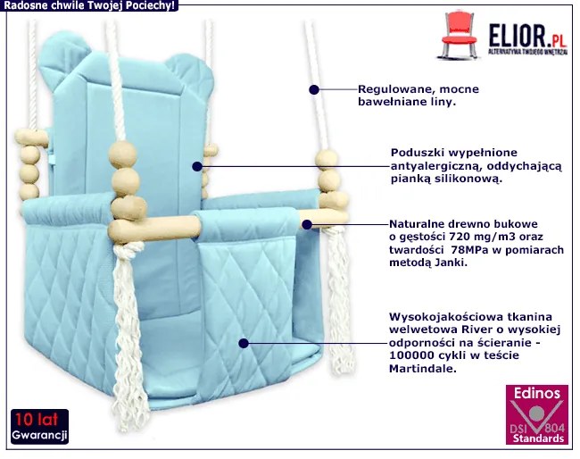 Niebieska drewniana huśtawka dziecięca P4-F14