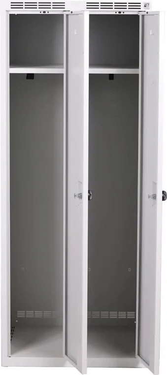 Metalowa szafka ubraniowa S7, 2-drzwiowa, 1800 x 600 x 500 mm, demontaż, zamek cylindryczny, drzwi ciemnoszare