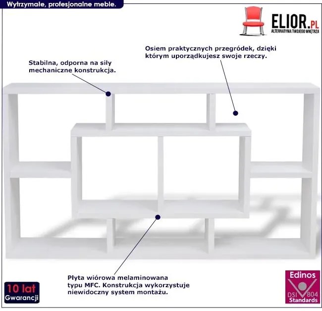 Półka wisząca lub stojąca z przegródkami Deza - biała