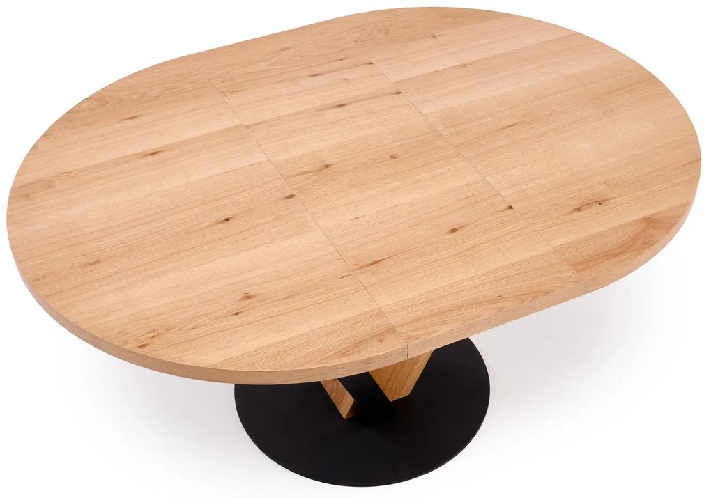 Stół do jadalni okrągły, rozkładany MDF naturalny 120-160/120/78 cm FANIS